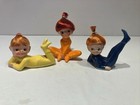Rare Vtg Kitsch Napco C-6798 Red Hair Pixie Sprite Elf Girls  Orange Yellow Blue