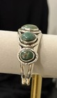 Vintage Sterling Silver Turquoise 5 Stone Cuff Bracelet Signed Southwestern 34g