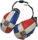 Dominican Rep  Mini Flag With Boxing Gloves Car Rear-view Mirror Office Decor 