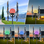 Solar Metal Wind Spinner Kinetic Outdoor Lawn Garden Decor Patio Stake Yard Art