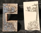 Vintage Printing Letterpress Printer Type Wood Block Car Wreck Birds Mid-century