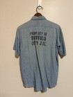 Vintage 40s Prison Inmate Chambray Short Sleeve Shirt Buffalo City Jail Large