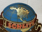 Vtg 1976 Schlitz Brewing Plastic Beer Sign Gilded Blue Globe Trade Pure Mark