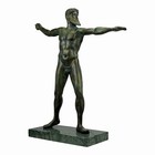 Poseidon Or Zeus Of Artemision Greek Roman God Real Bronze On Marble Base Statue