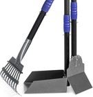 3 X Dog Pooper Scooper Poop Tray And Rake Set Pet Waste Removal With Long Handle