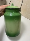 Very Rare Mint Green Ivory Fade Milk cream Can 1900s Graniteware Enamelware
