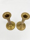Vintage Brass Taper Candle Holders Matching Pair 6 25    Tall Beautiful Patina Mcm