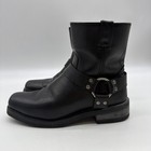Harley-davidson Genuine Leathers Harness Motorcyle Boots Men Us9 5 Logo Zip 