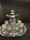 Mcm Stainess Chrome Coocktail Set Martini Shaker  Tray  Cups