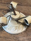 Antique Porcelain Ceiling Light Fixture Flush Mount 3 Socket Design 1940-50s 