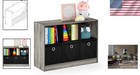 3x2 Cube Storage Bookcase Organizer With Bins French Oak Gray Black