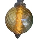 Vintage Mid Century Modern Amber Glass Hanging Swag Lamp 