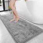 Long Bathroom Mat 24x60  Thick Shaggy Microfiber For Tub Shower  Grey