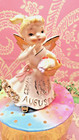 Vtg Lefton August Rhinestone Birthday Angel Pony Tail Girl W Fruit Basket 1987 J