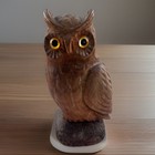 Hand-carved Detailed Wooden Owl Figurine W Accent Eyes Vintage
