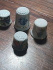 Sewing Thimbles Large Mixed Lot Of 30  Souvenir Hand Painted Pewter Bronze Hide