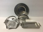 Rodney Kent Vintage Hammered Aluminum Lot Of 4 Tulip Basket Napkin Holder Plate