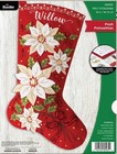 Bucilla Felt Christmas Stocking  posh Poinsettias  Finished Free Personalization