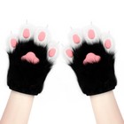Hbbhml Faux Fur Plush Furry Cat Claw Gloves Fursuit One Size  Black White