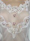 Vintage Perlon Bright White Slip  nightie  Dress Lace Rosebuds Sheer Size 44eu
