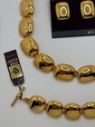 Vintage Anne Klein Gold Tone Jewelry Set Chunky Necklace Bracelet Earrings