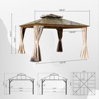 Domi 12x12ft Hardtop Gazebo Double Roof Canopy W curtains imitation Wood Effect 