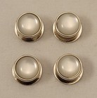 Set Of Four Vintage Silver Tone   Pearlescent Tuxedo Shirt Studs