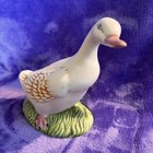 1987 Ceramic Goose Bird Figurine Statue On Grass Base  Made In Italy