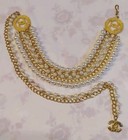 Vintage Chanel Twisted Rope Cc Logo Gold Tone Faux Pearl Chain Belt