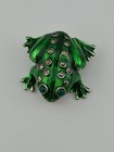 Signed Judith Jack Sterling Silver Guilloche Enamel Marcasite Frog Pin Brooch