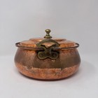 Vintage Hand Hammered Copper Pot W Lid Brass Handles Tin Lined European Cookware
