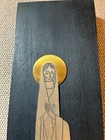 Emaus Monks Mid Century Modern Art Virgin Mary  Silver Brass Wall Plaque