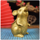Solid Brass Lucky Zodiac Rat Office Study Desktop Small Ornament Handicraft