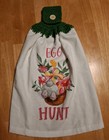 Crocheted Kitchen Towel Topper Easter Bunny Basket Eggs Flowers Cotton Handmade