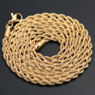 Twisted Rope Chain Stainless Steel Gold Plated Necklace Men Women