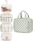 Narwey Hanging Toiletry Bag For Women Travel Checkered Makeup Bag Organizer Toil