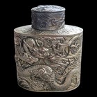 Antique Japanese Silver-plated Tea Caddy 19th Century