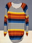 Sherosa Womens Retro Multi Color T Shirt Long Sleeve Crew Neck Blouse Small