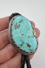Vtg Navajo Sterling Silver Royston Turquoise Stamped Oval Bolo Tie 55 3g
