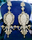 Beautiful Antique Brass Angel Motif Wall Sconce Candle Holder 24 75  Tall