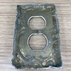 Vintage Antique Ornate Metal Cast Iron Double Dual Plug Receptacle Plate cover
