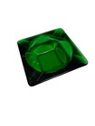 Vintage 60 s Emerald Green Heavy Glass Ashtray 4 Slot Great Movie Prop