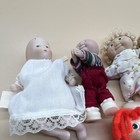 Vintage Miniature Doll Lot Of 9 Raggedy Ann   Andy  Porcelain Baby Dolls  Fabric