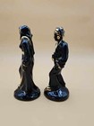 Pair Mid Century Statues Black Gold Blackamoor nubian Man   Woman Figurines 9 t