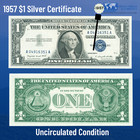     One 1957 Blue Seal  1 Dollar Silver Certificate  Gem  Old Us One Dollar Bill