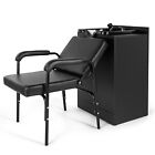 Black Backwash Sink Station Shampoo Bowl And Auto Recline Chair Set Beauty Salon