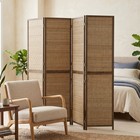 4 Panel Room Divider  6 Ft Folding Privacy Screen  Brown