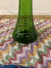 Vintage Antique Emerald Green Floral Enamel Decorated 13  Art Glass Vase