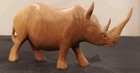 Pair Of African Hand Carved Hard Wood Rhinos 