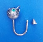 Vintage Sterling Silver 925 Cat   Kitten Keychain With Green Stone Eyes